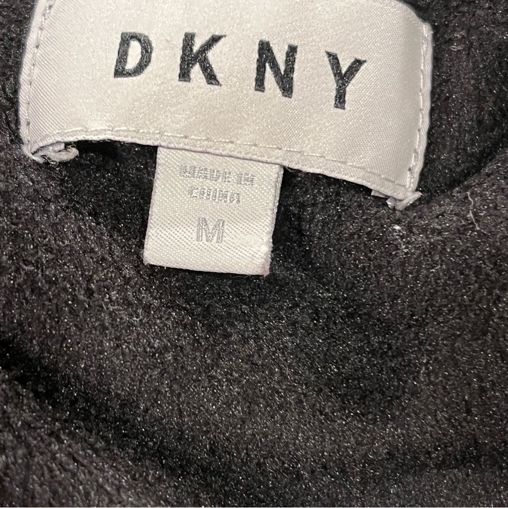 Dkny oversized Velvet Black Wrap Pullover Hoodie Kangaroo Pocket Size M - Picture 12 of 15
